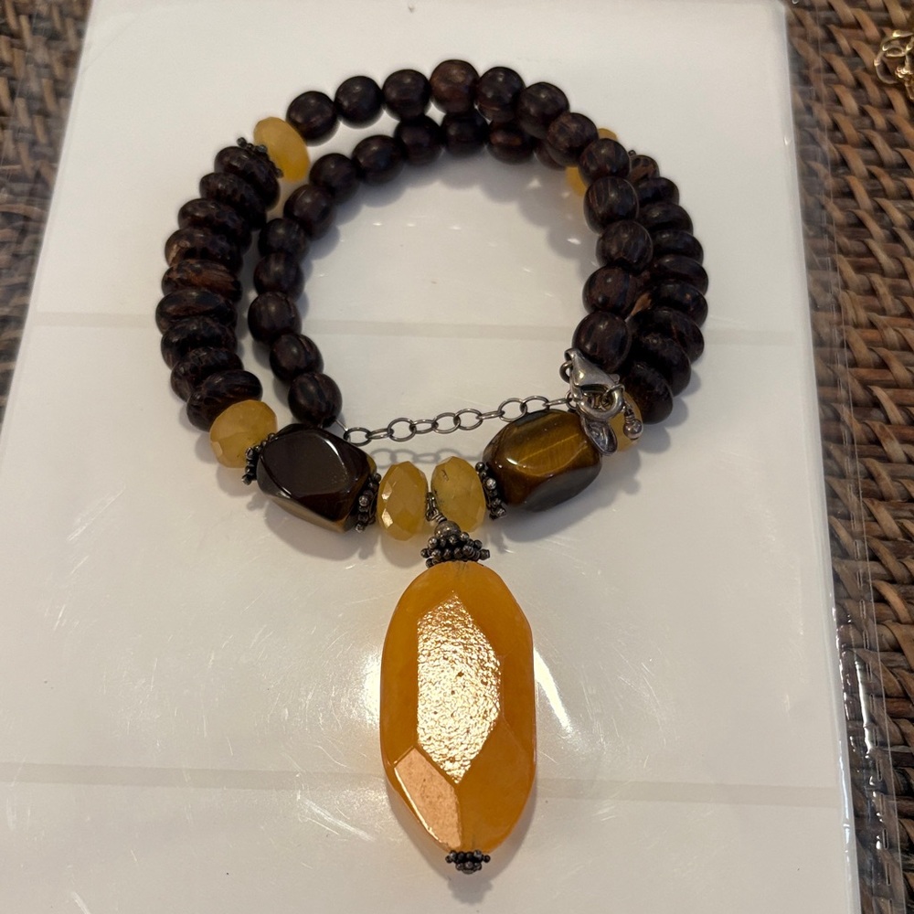 Boho Amber and Tiger Eye with Sterling Clasp-Bracelet or Necklace!!!